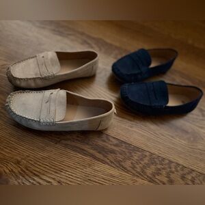 Boys Suede Driving Loafers H&M - Navy & Tan - Sz 13.5 US
